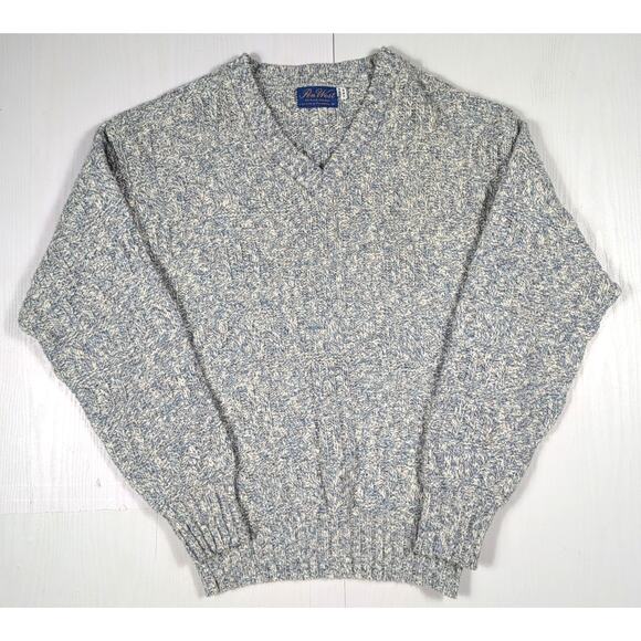 Pen West by Pendleton Sweater Men’s M Blue Gray Knit V-Neck Wool Cotton USA VTG - Picture 3 of 11